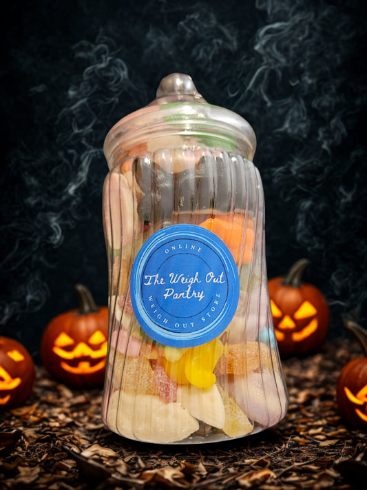 500g Patterned Jar Filled With Halloween Themed Sweets